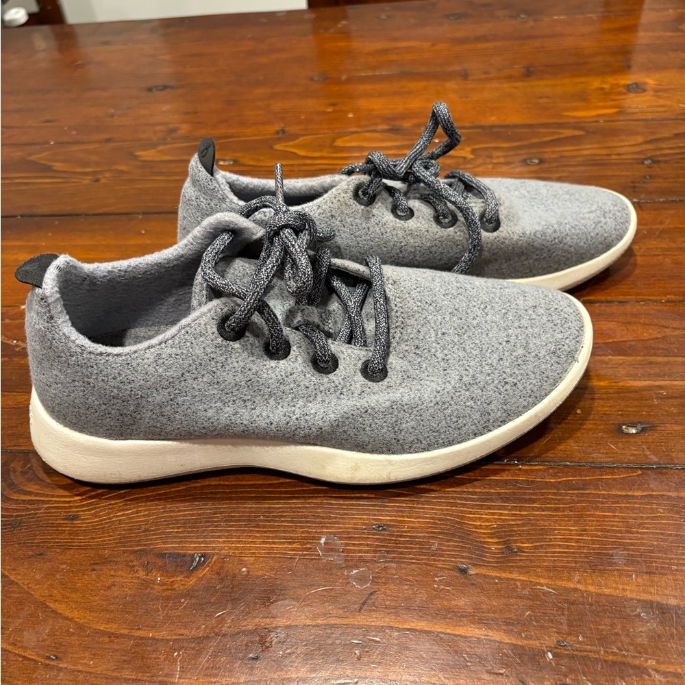 Allbirds Gray and White Sneakers with Knit Upper and White Sole